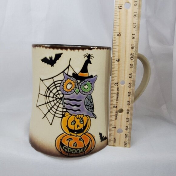 2021 Halloween coffee mug owl Jack o lantern Spectrum Designz stoneware - Picture 7 of 7